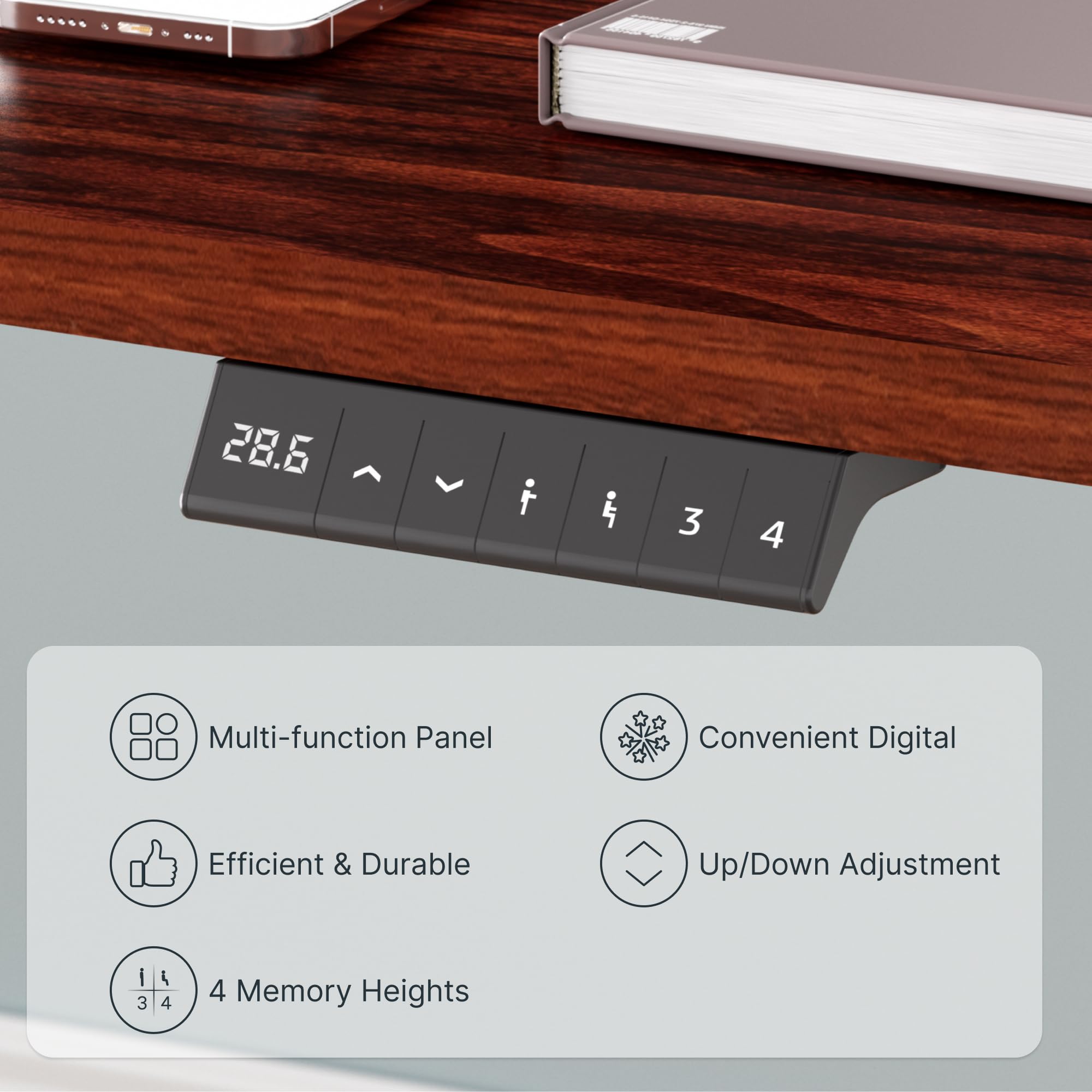 FLEXISPOT EN2 Standing Desk Height Adjustable 48 x 30'' Whole-Piece Desktop Electric Stand Up Desk with Desk Clamp Power Strip, Cable Management (Gray Frame + 48