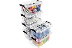EOENVIVS Plastic Storage Bins with Lids 6 Pack Storage Organizer, 7 Quart Stackable Storage Bins with Buckle Lids and Handle easy for Home Office Pantry Organization, Clear