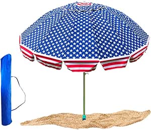 Amazon.com : Party With Pride 8 Foot Beach Umbrella, Patriotic USA Flag