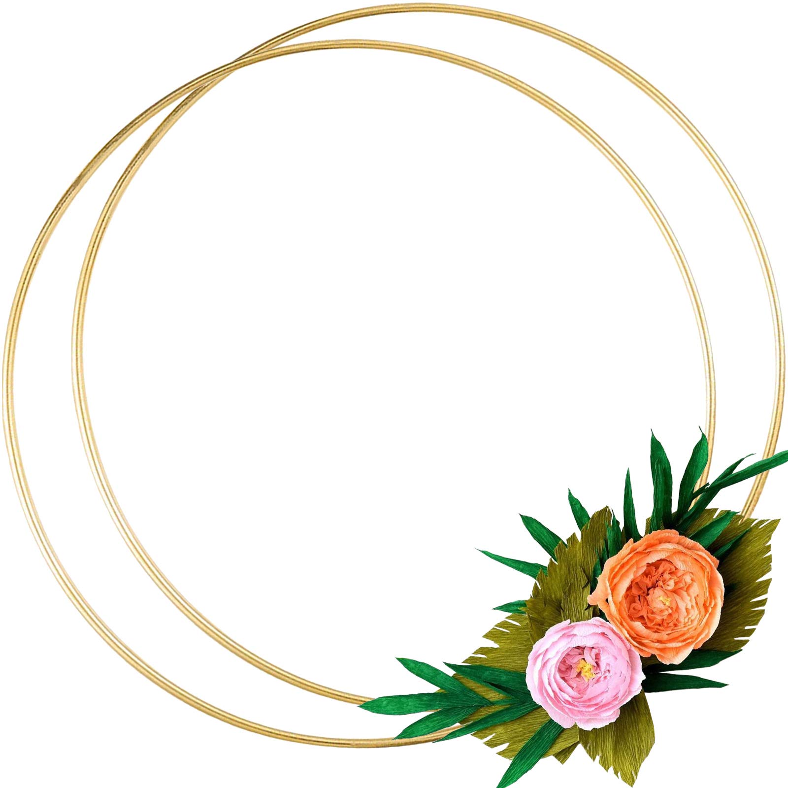 Photo 1 of 2 Pack 14 Inch Large Metal Floral Hoop Wreath Macrame Gold Hoop Rings for Making Wedding Wreath Decor and DIY Dream Catcher Wall Hanging Crafts