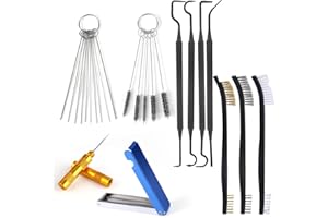 Carburetor Cleaning Kit, Includes 13 Needles 4 Cleaning Hooks 3 Dual-Head Brush 5 Nylon Brush 10 Single-Headed Needles 1 Poin