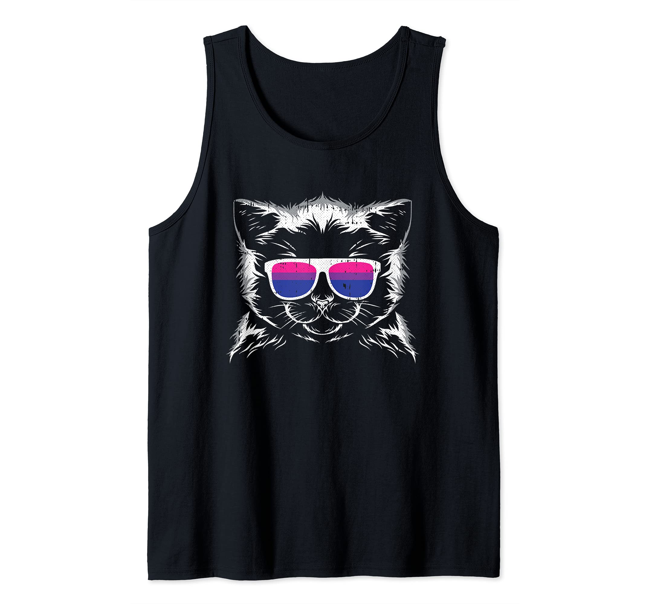 Cat Sunglasses Bisexual Pride Kitten LGBT-Q Proud Ally Bi Tank Top