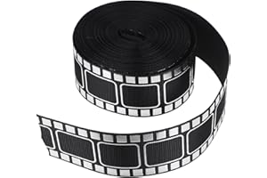 CORHAD 1 Roll Filmstrip Ribbons: Movie Film Reel Ribbon 1.5'' x 10 Yards, Vintage Filmstrip Border for DIY Crafts, Movie Nigh
