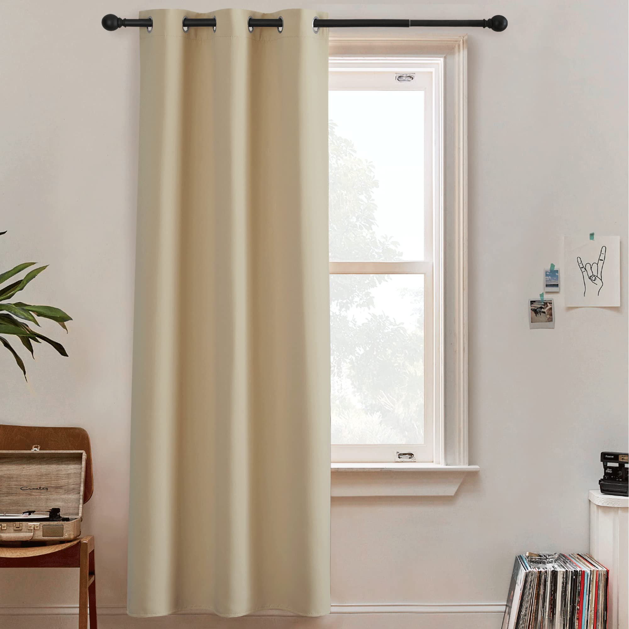 Photo 1 of RYB HOME Room Dividers Curtain - Room Darkening 100% Privacy Noise Reduce Thermal Insulating Window Curtains for Bedroom Living Room Doorway, 1 Panel, Cream Beige, W 5ft x L 7ft