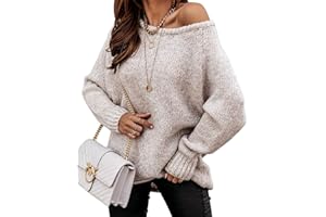 BTFBM Women Casual Long Sleeve Fall Sweaters Crew Neck Solid Color Soft Ribbed Knitted Oversized Pullover Loose Fit Jumper