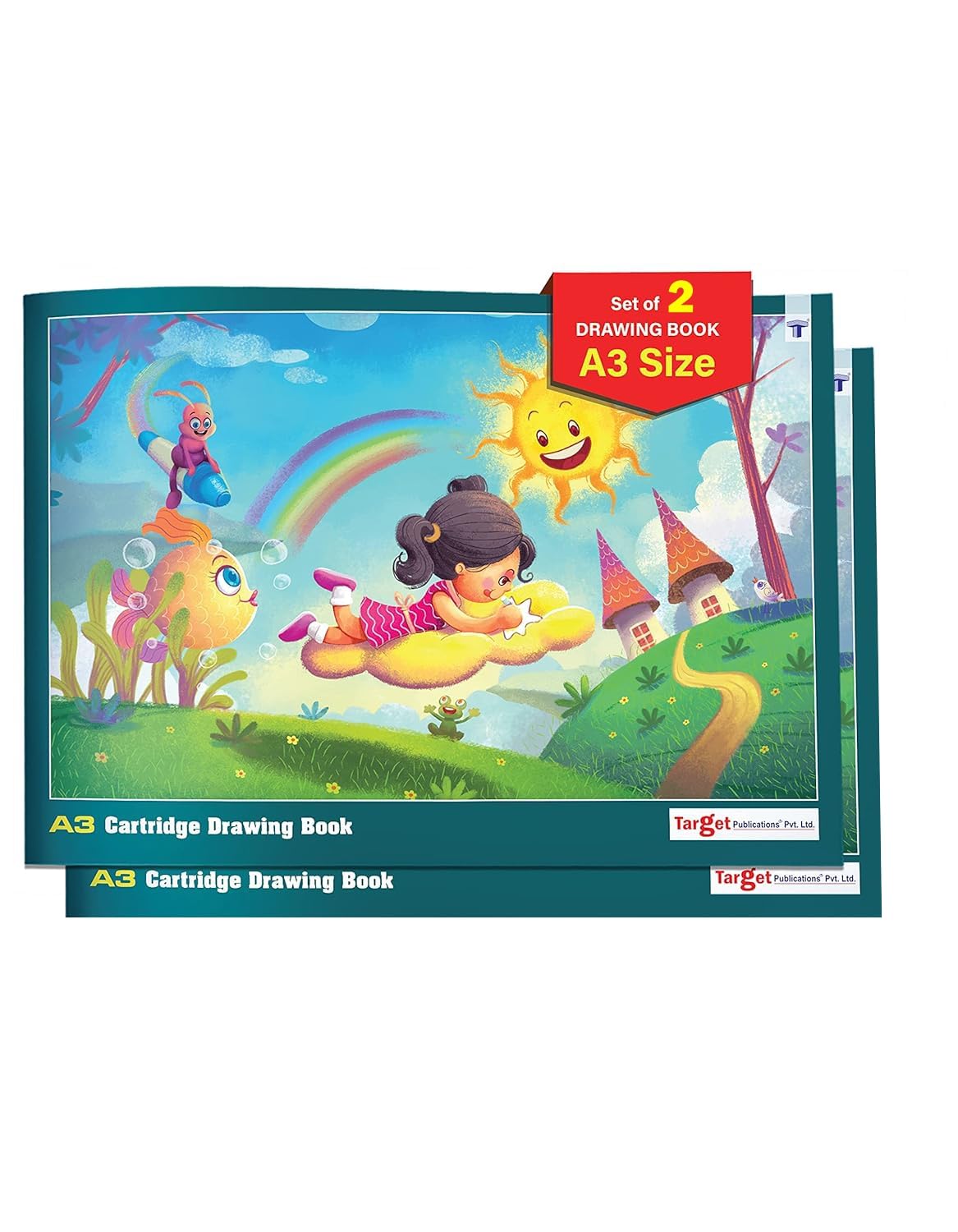 A3 Drawing Pad (Pack of 2) | A3 Sketch Book | Cartridge Drawing Paper for Beginners | 34 White Blank Plain Pages | 42 x 29.7 cm | Essential for Scribbling, Sketching, Colouring, Painting