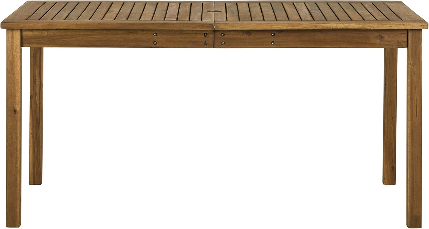Walker Edison Furniture Company AZWSDTBR 6 Person Outdoor Patio Wood Rectangle Dining Table All Weather Backyard Conversation Garden Poolside Balcony, Brown : Garden & Outdoor