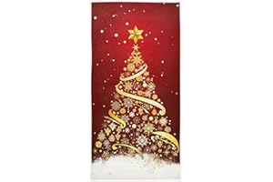 Pfrewn Gold Snowflakes Christmas Tree Hand Towels 16x30 in Christmas Winter Red Glitter Rustic Bathroom Towel Ultra Soft Highly Absorbent Kitchen Dish Hanging Towel Xmas Bathroom Decor Gifts