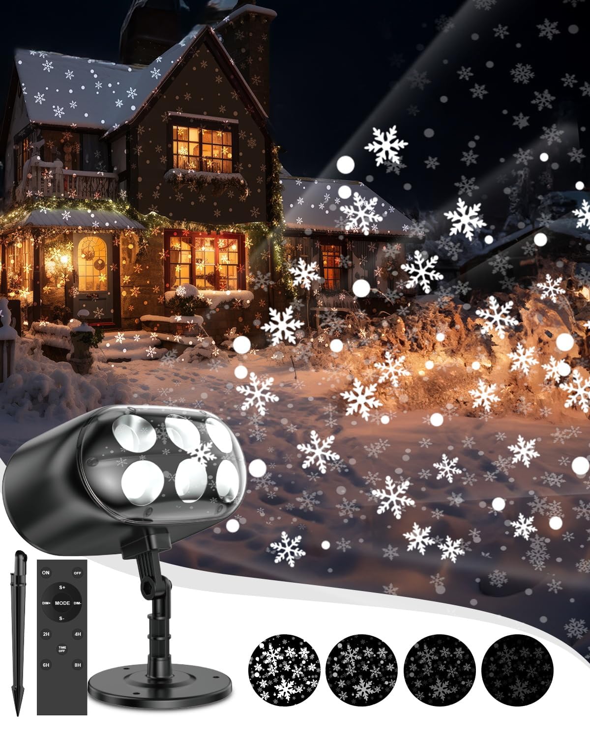 Photo 1 of ***(PARTS ONLY/ NON FUNCTIONAL)***Snowflake Projector Lights with Remote, Timer, Dimmer, IP68 Waterproof, Christmas Projector Lights Outdoor, 270° Rotation for Christmas Decorations