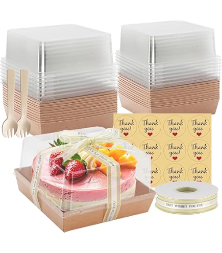 7 X 7 X 4 Inches Paper Cake Boxes With Clear Lids, Mauritius