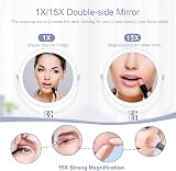 CLSEVXY 6.25 Inch Double-Sided Makeup Mirror 1X/15X 360° Swivel view 2