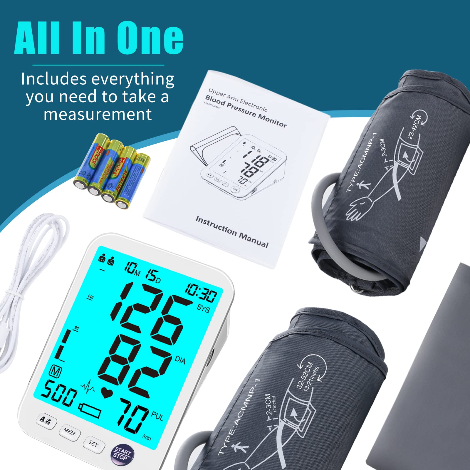 Blood Pressure Monitor-Automatic Blood Pressure Machine XL Cuff for Big Arms 13-21”-Medium/Large Cuff 9