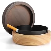 Cute Ashtrays for Cigarettes Ash Tray with Lid DDAJJAJ Wooden Ashtray with Stainless Steel Portable Decorative Ashtray Windproof Ashtray for Home,Patio,Office,Outdoors,Indoor,Parties