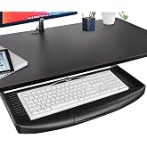 22"Wx11"D Under Desk Keyboard Tray Slide Out, Pull Out Keyboard Tray for Desk, Keyboard Holder Under Desk,Sturdy Keyboard Shelf Under Desk, Black Keyboard Drawer Desk Extender