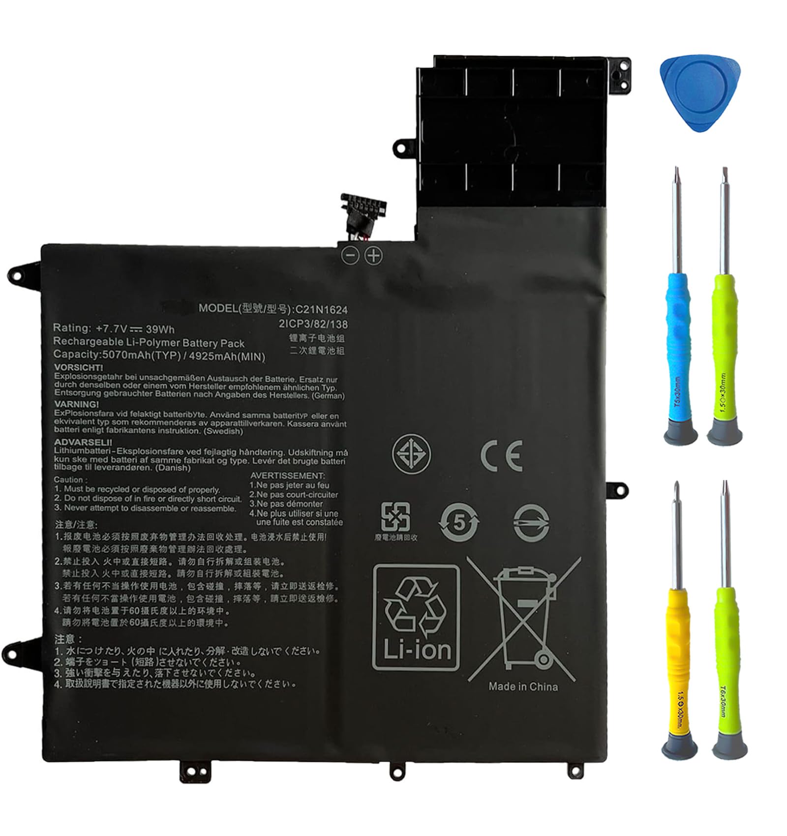 Photo 1 of ASODI C21N1624 Laptop Battery Compatible with Asus Q325U Q325UA Q325UAR ZenBook Flip S UX370UA 1A 1B C4061T C4072T C4093T Series Notebook 0B200-02420000 39Wh 5070mAh