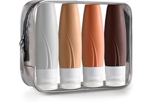INSFIT Portable Travel Bottles TSA Approved, 3oz Leak Proof BPA Free Silicone Cosmetic Travel Size Toiletry Containers, Squeezable Silicone Tubes, Refillable Bottles for Shampoo 4 Pack Brown