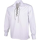 DSS Kilt- Scottish Jacobite Gillie Shirt (XX-Large, White)