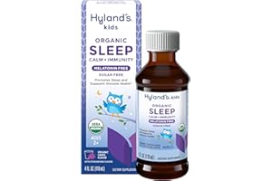 Hyland's Kids Melatonin-Free Organic Sleep Calm & Immunity Liquid, Sugar-Free with Magnesium, Vitamin D, Zinc & Elderberry, Promotes Sleep & Supports Immune Health, Ages 2+, Grape Flavor, 4 Fl. Oz.