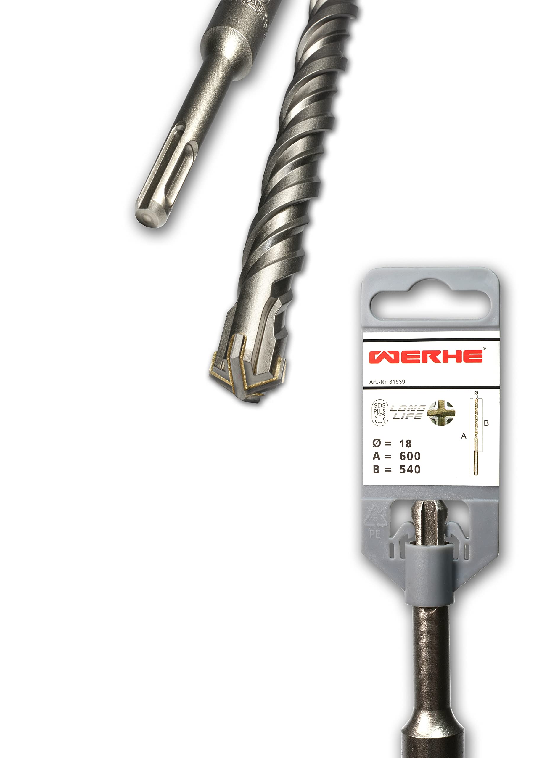 WERHE Profi SDS Plus Concrete Drill 18 x 600 mm Hammer Drill Stone Drill Concrete Drill