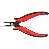 Hakko CHP PN-2005 Long-Nose Pliers, Pointed Nose, Flat Outside Edge, Serrated Jaws, 32mm Jaw Length, 1.2mm Nose Width, 3mm Th