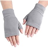 RUIXIB Women Men Fleece Fingerless Gloves Winter Warm Half Finger Gloves Half Mitten