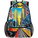 Pardick City Subway Rail Backpacks Travel Backpack for Women Men Waterproof Bookbag Laptop Backpack with Compartment Traveling Back Pack for Work, Gym