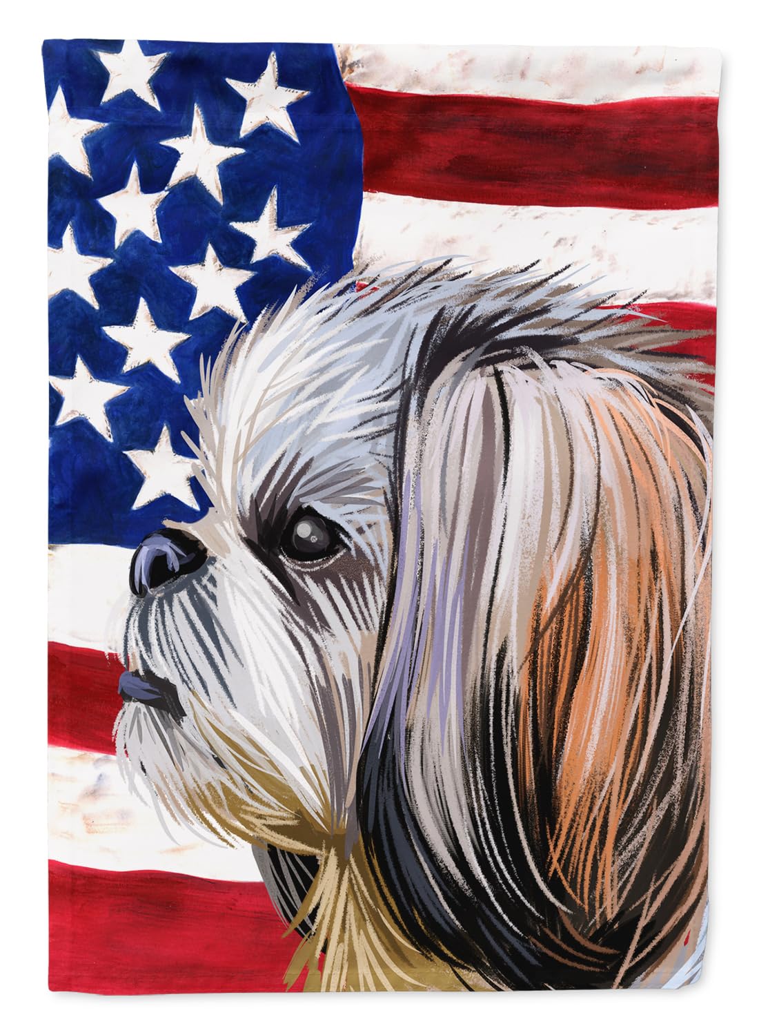 Caroline's Treasures CK6705GF Shih Tzu Dog American Flag Flag Garden Size, Small, Multicolor