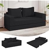 COMAX Boneless Loveseat, 59" Convertible Sofa Bed, Folding Small Futon | 11.8" H Low Seat Boneless Couch Small Space, Corduroy Foldable Floor Sofa Loveseat Sleeper for Bedroom