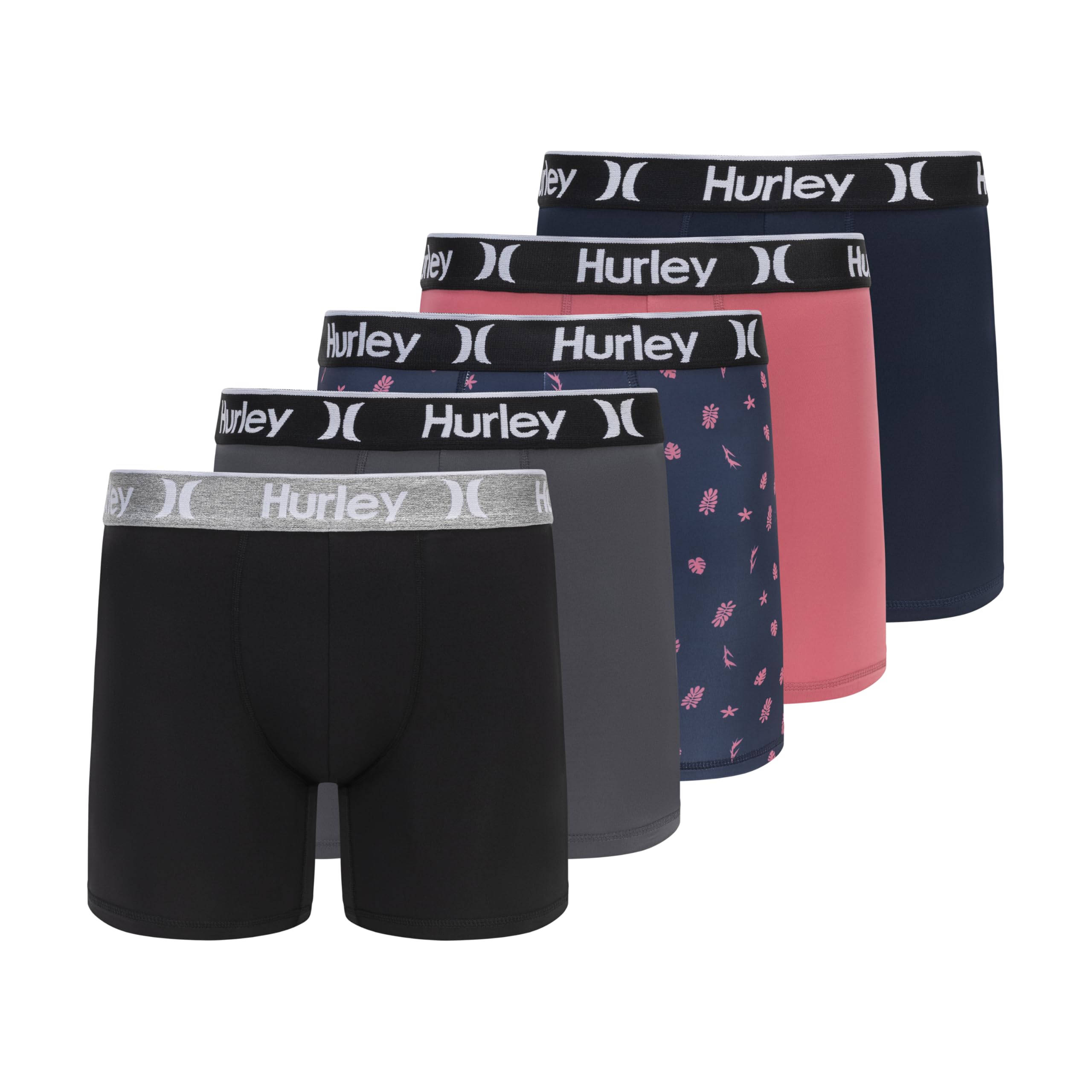 Hurley Men's 5 Pack Stretch Boxer Briefs, Kammies Combo Image