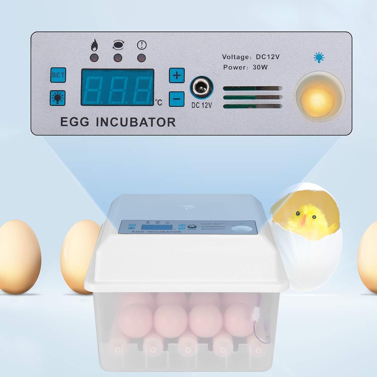 Kacsoo Digital Egg Incubator 16 Eggs Automatic Hatcher with Temperature