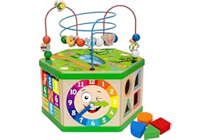 DUCHONG Wooden Activity Cube for 1 Year old, 12-18 Month Boys & Girls, 7-in-1 STEM Montessori Early Developmental Learning Toys for Kids Aged 1-2, Ideal 1st Birthday Gift Toys for Baby, Toddlers (Green)