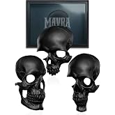 MAVRA Gothic Wall Decor Set of 3, Carved Black Skulls for Goth Room Decor | Gothic Home Decor With Real Depth. Horror Decor, Witch Decor, Whimsigoth. Screws or Permanent Tape. Never Seasonal.