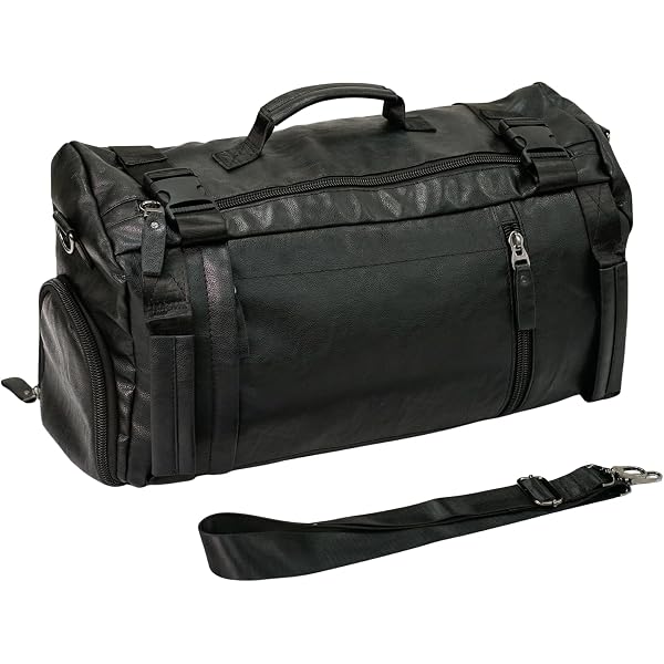 Amazon.com: Duffel Bag - Genuine Leather - Black - Main