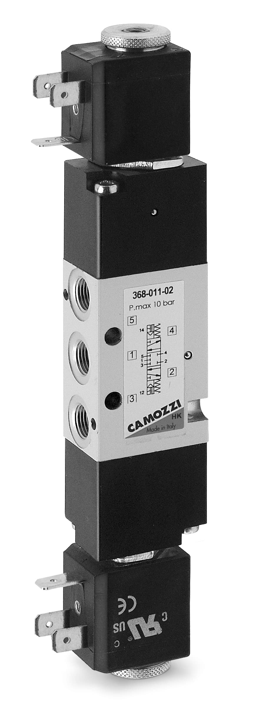 Camozzi 368-011-02 Electro pneumatic Valve, 5/3" CC, 1/8", Solenoid