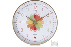 Learning Clock for Kids, Silent Telling The Time Teaching Clock, Non Ticking Kid Timer for Bedroom, Children Learn to Tell Ti