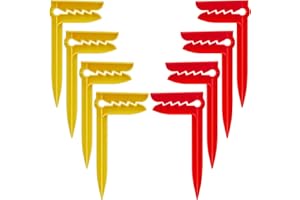 SHIDOW Beach Stakes, Clamps Picnic Blanket Holders, Outdoor Towel Anchor Stakes Picnic Mat Clips, Towel Sand Spikes, Beach Accessories for Vacation (8 PCS Yellow+Red)
