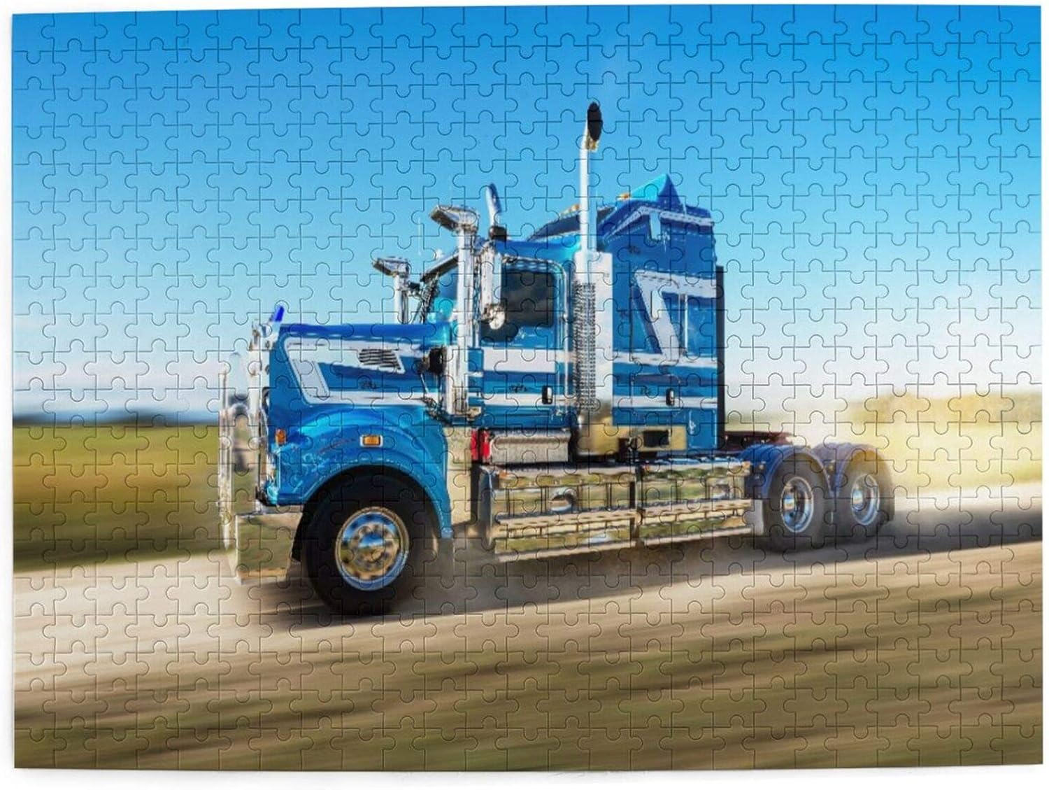 MANISENG Jigsaw Puzzles 500 Pieces,Truck Western Theme Truck Driving On Road Grassland,Family