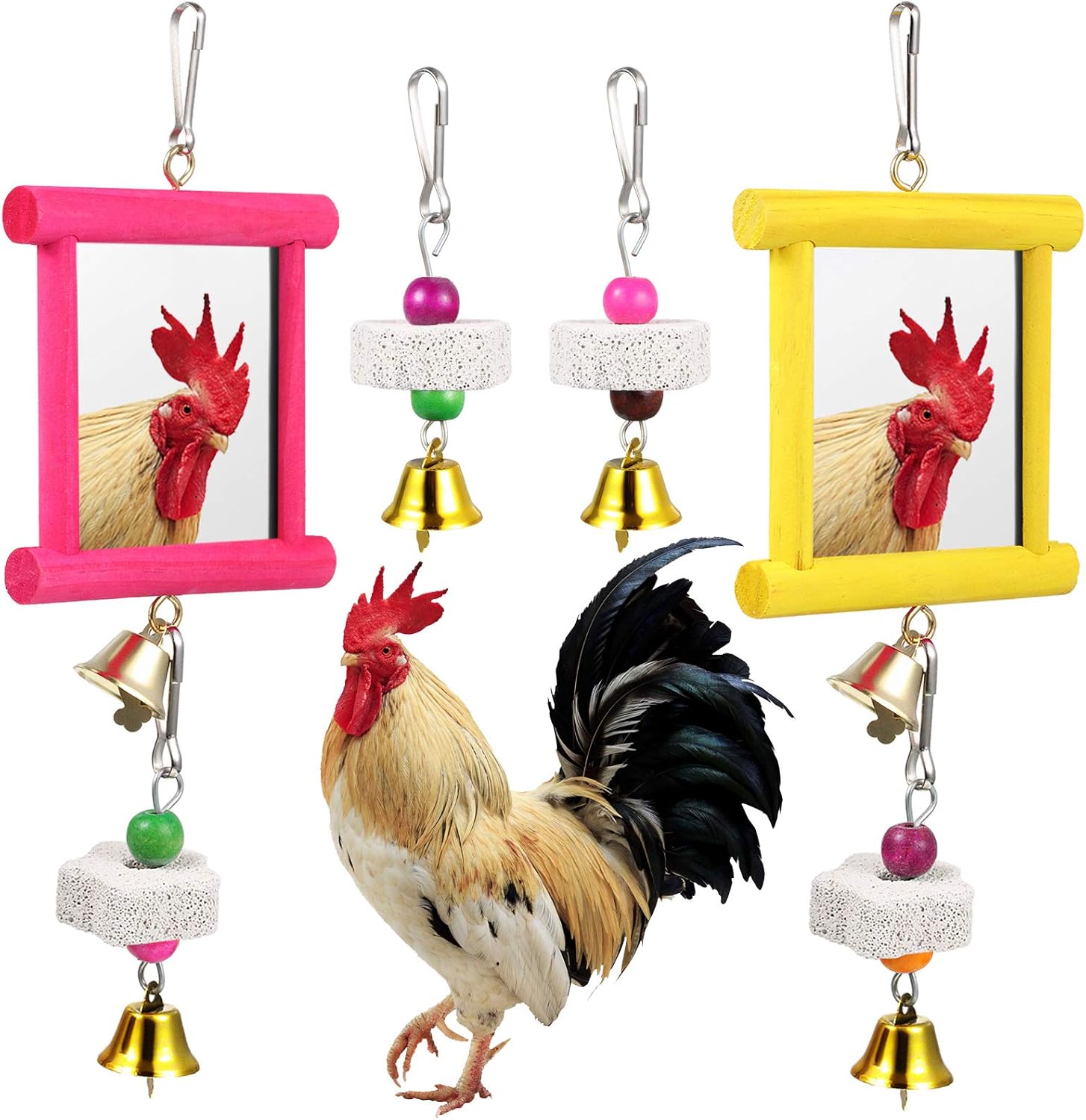 2 Pieces Chicken Mirror Toys Hanging Swing Mirror Toys