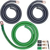 Sky High Oversized 1/0 Gauge AWG Big 3 Upgrade Green/Black Electrical Wiring Kit