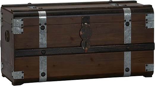 Amazon Com Household Essentials Steel Band Wood Storage Trunk