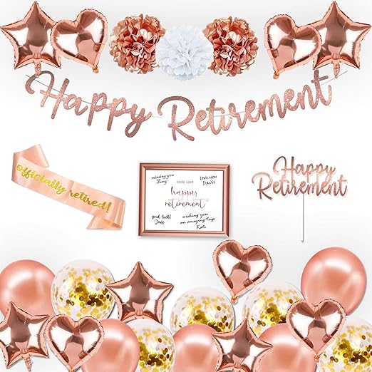 PATYFEIR Retirement Party Decorations for Women, Rose Gold Retirement