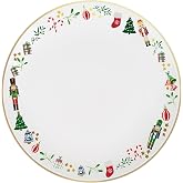 Mary Square 46235 Nutcracker Candy Cane Stocking Red and Green 10.5 inch Ceramic Christmas Serving Dining Dinner Plate