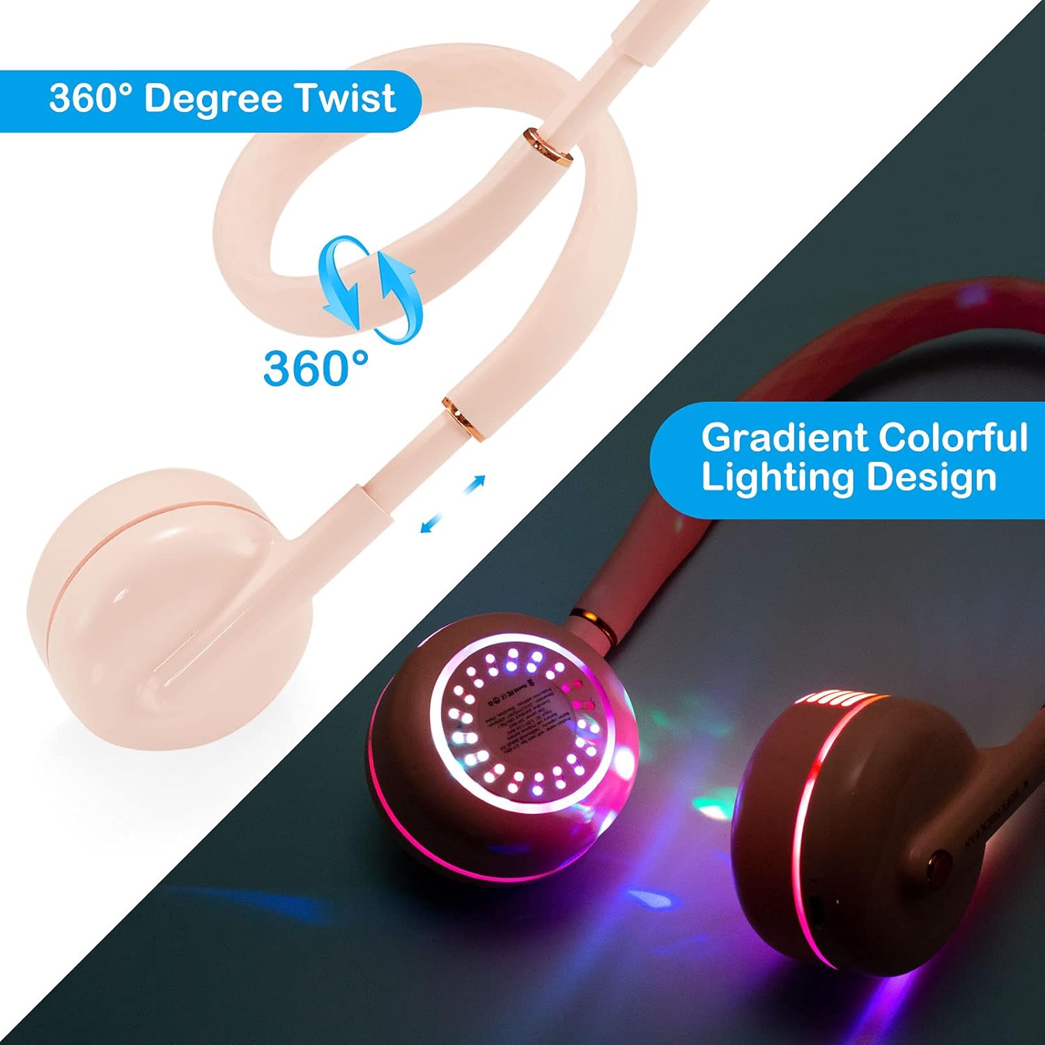 Neck Fan, Hands Free Bladeless Fan, 2400 mAh Battery Operated Portable Fan, 3 Level Air Flow Personal Fan, Rechargeable Type-C Mini Fan for Outdoor Sports Travel: Kitchen & Dining