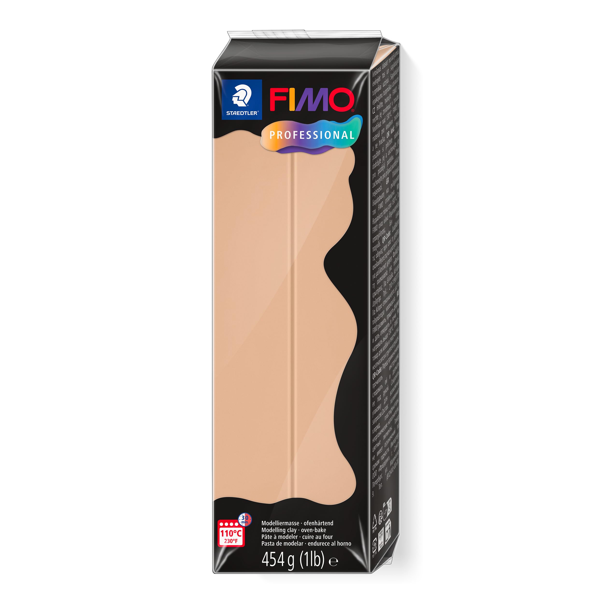 STAEDTLER Polymer Modelling Clay - FIMO Professional - Oven Bake Clay - Sand - 454g Block, 8041-45
