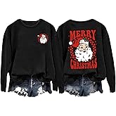 Huovud Merry Christmas Santa Sweatshirt for Women – Lightweight Holiday Pullover, Casual Festive Winter Top