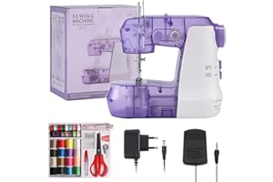 AORSEWYNN Mini Sewing Machine for Beginners with Table and Finger Guard & Light 42Pcs Sewing Kits 2-Thread 2-Speed 2-Switches Foot Pedal，Portable Samll Electric Sewing Machines for Adult and Kids Ages 8-12