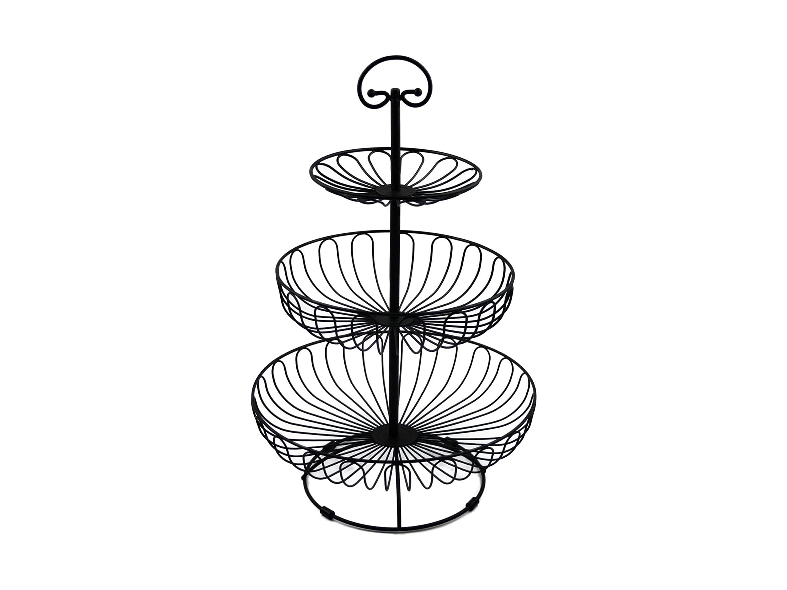 Auroni Fruit and Vegetables Etagere 3 Levels -Black- Modern Metal Wire Basket Storage Country Style More Space on the Work Surface Kitchen Vintage