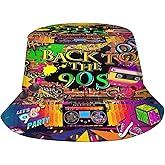 Retro Fashion 80s 90s Bucket Hat for Men Women Funny Summer Beach Fishing Hat Packable Outdoor Sun Fisherman Hat