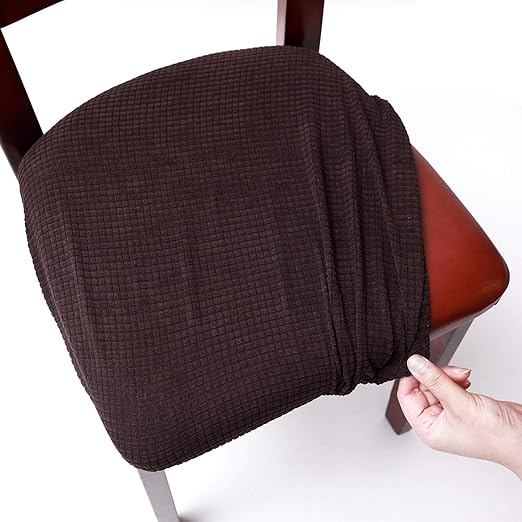 Womaco Dining Room Chair Seat Cover Large Kitchen Table Upholstered Chair Cushion Slipcover With Ties Washable Stretch Fabric For Dining Room Chair Furniture Protector 4 Coffee Amazon Ca Home Kitchen