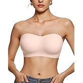 Vertvie Women's Wireless Strapless Bra Seamless Padded Bandeau Bra Non-Slip Silicone Tube Top Push Up Convertible Bralette